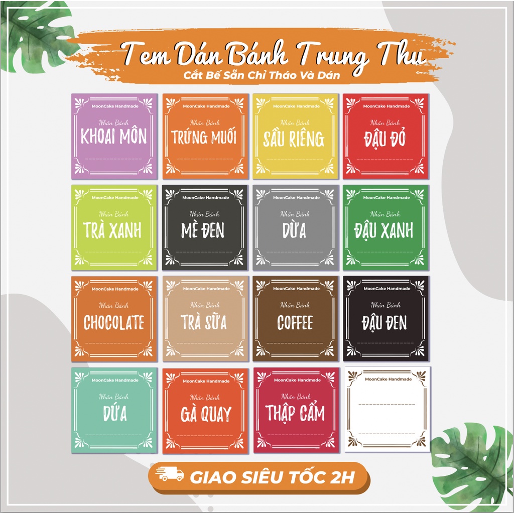 SET 150 Tem Dán Bánh Trung Thu Size 2,5cm - nhiều mẫu - nhiều màu