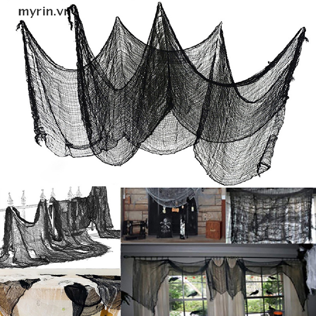 Tấm Vải Gạc Lưới Màu Đen Cỡ Lớn Trang Trí Nhà Cửa Dịp Halloween