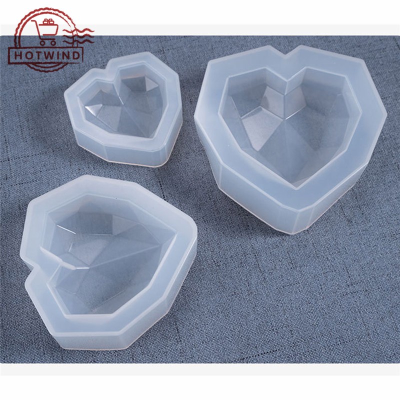 HW 3D Diamond Heart-shaped Silicone Mold Resin Art Silicone Mould Silicone Jewelry Making Molds
