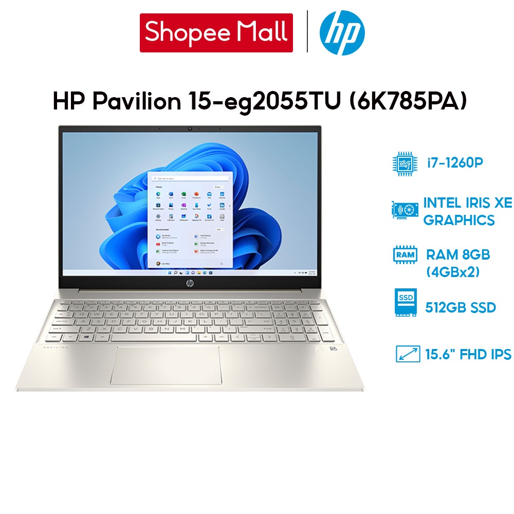 [Mã ELHP128 giảm 12% đơn 10TR] Laptop HP Pavilion 15-eg2055TU 6K785PA i7-1260P | 8GB | 512GB | 15.6' FHD | Win 11 | BigBuy360 - bigbuy360.vn