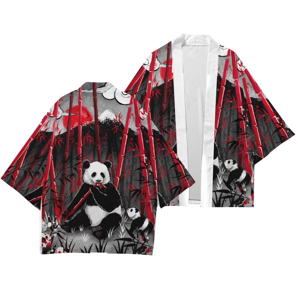 Áo Kimono In Họa Tiết Hoạt Hình Mèo Và Chim Hạc Phong Cách Mới