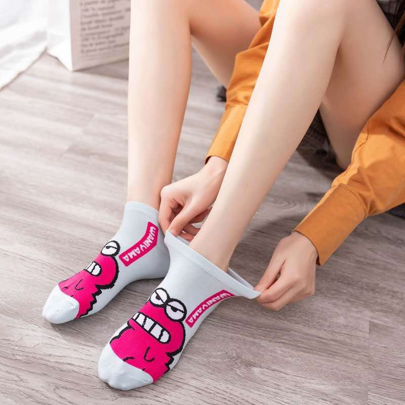 Tất Ngắn Cổ Shin To Tất Vớ Cotton Cổ Ngắn In Họa Tiết Hoạt Hình Vui Nhộn Phong Cách Nhật Hàn Phong Cách Ulzzang
