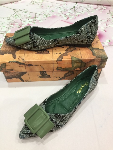 🥿 Giày búp bê kết đá kèm nơ xinh xắn