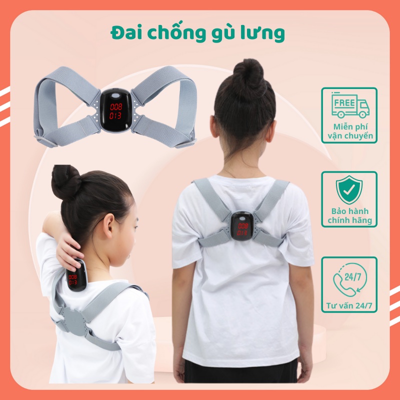 Đai chống gù lưng thông minh SMART POSE, Đai chống gù trẻ em động cảm biến báo rung, đếm số lần sai tư thế