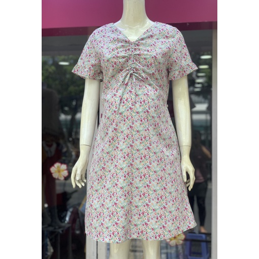 [SIZE 40-80KG] ĐẦM BẦU VÁY BẦU CÔNG SỞ HANNA, LỤA HOA KIỂU, VẢI 1 LỚP MỀM MÁT MẶC MÙA HÈ, DÁNG GỌN, MẶC BẦU VÀ SAU SINH
