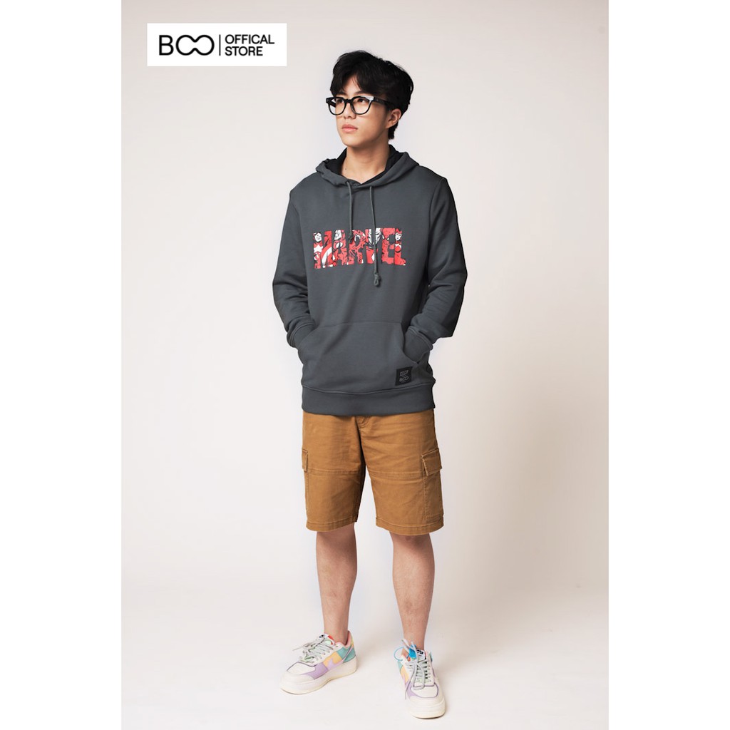 Áo Hoodie Nỉ Có Mũ Nam Nữ Unisex BOO Dáng Basic Cơ Bản In Graphic Logo Marvel Cao Cấp Màu Ghi