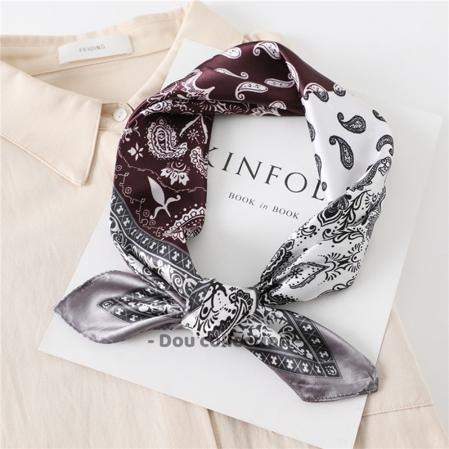 [NowShip2h] Khăn Turban Bandana  EXO Cao Cấp Họa Tiết Tế Bào Hai Màu Chất Lụa Satin - 60x60cm - Mã B009