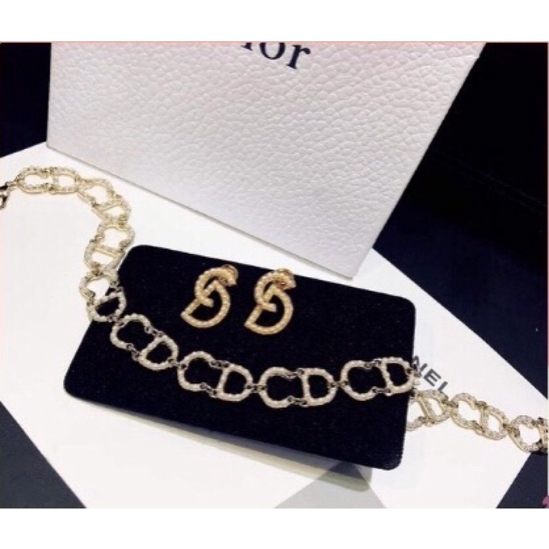 Vòng chocker CD - khuyên tai Full set - Hari korea accessories