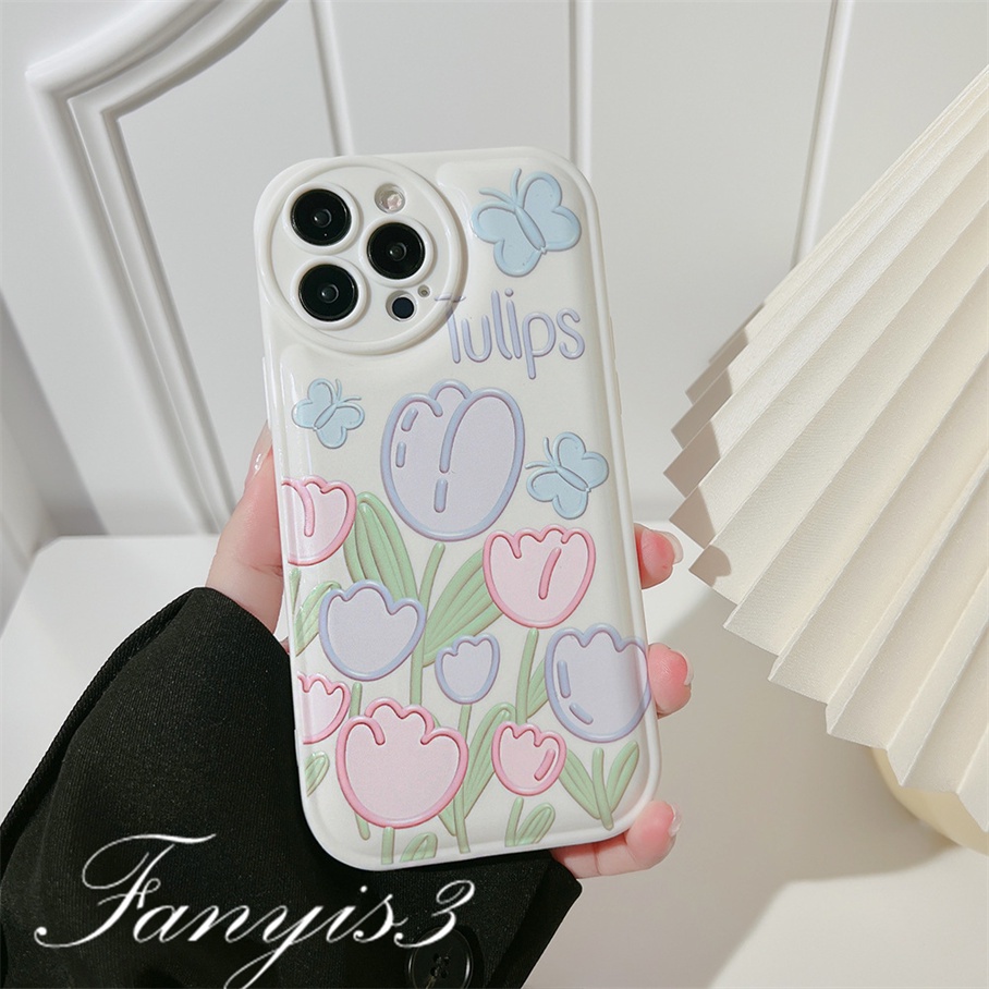 Ốp Điện Thoại Mềm In Hình Hoa Tulip Cho iPhone 14 13 12 11 Pro Max X XR Xs Max 8 7 6 6s Plus SE 2020