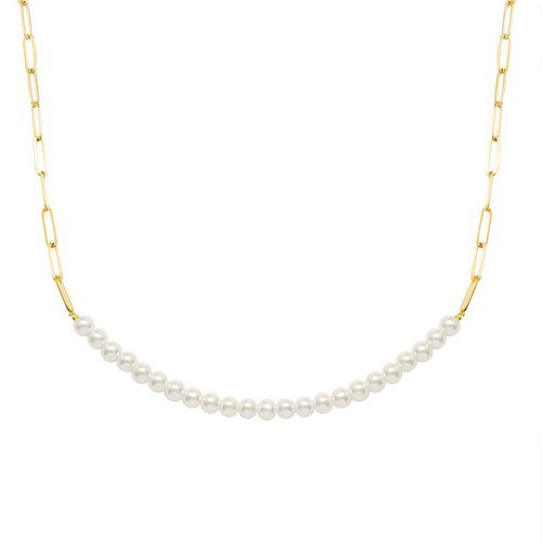 Dây Chuyền Dự Tiệc Dây Xích Ngọc Trai Nhân Tạo Titan Ko Đen TT 3062