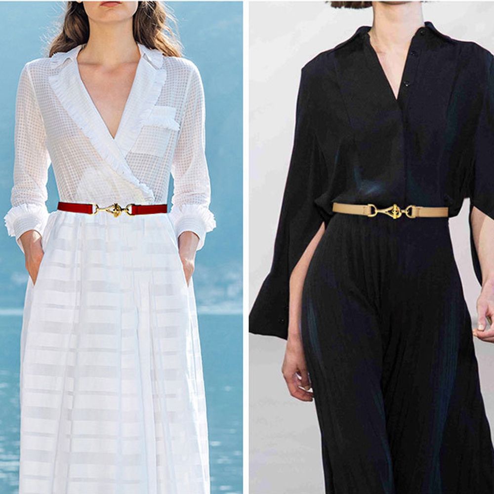 Thắt lưng da PU khóa kim loại kiểu cổ điển phong cách Hàn Quốc cho nữ