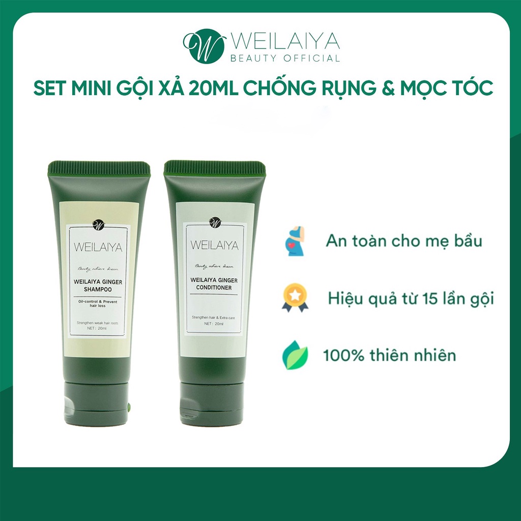 Set Mini Gội Xả Weilaiya Tinh Chất Gừng 20ml - Nấm Truffle14g | Hỗ trợ Mọc Tóc, Phục Hồi Tóc Đa Tầng [ Bản Dùng Thử ]