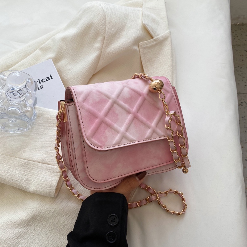 Túi đeo vai IELGY hình vuông cỡ nhỏ phối dây xích thời trang cho nữ