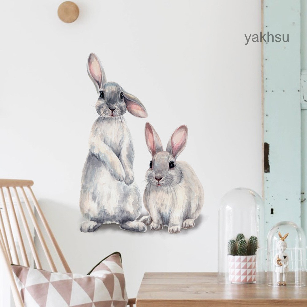 Hy.qt.flovely Decal dán tường Họa Tiết Hình Con Thỏ Dùng Trang Trí Phòng Cho Trẻ Nhỏ