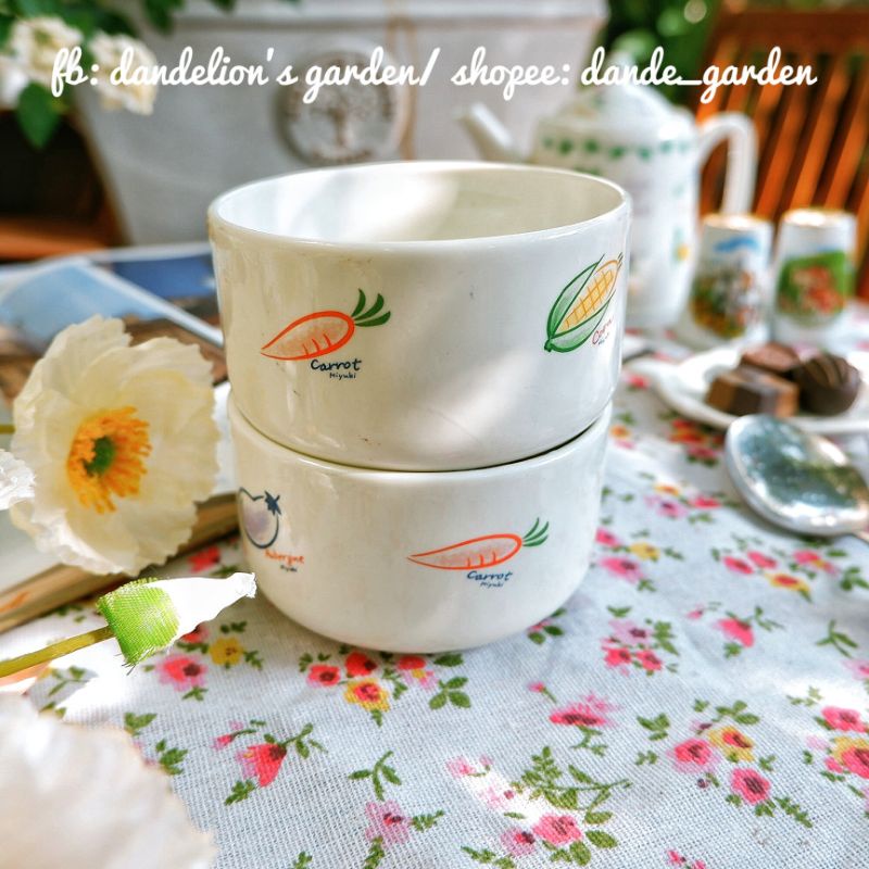 Chén hình vẽ trái cây vintage