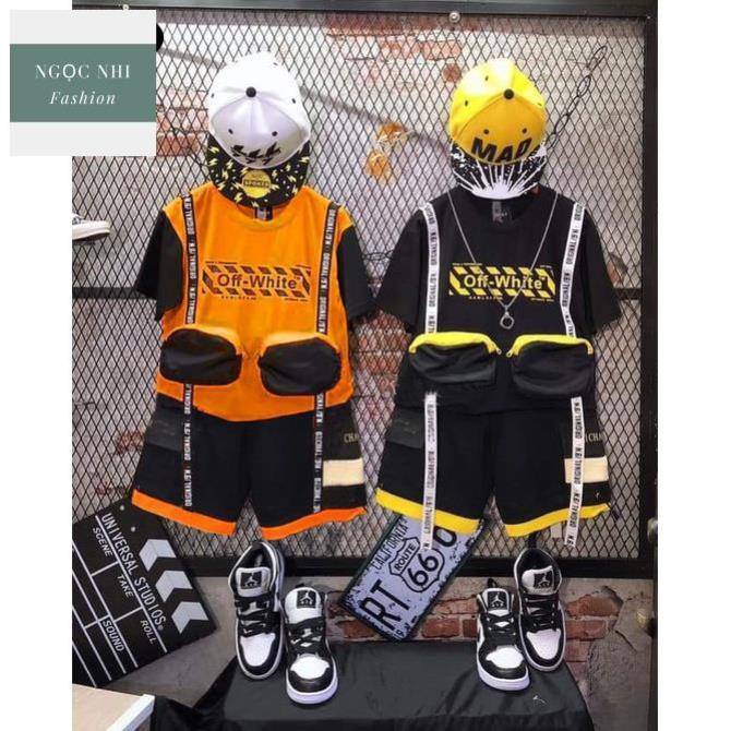 Đồ bộ bé trai, bé gái, bố mẹ mặc cùng nhau, dáng HipHop thun cotton ngắn tay - Quần áo trẻ em - Ngọc Nhi (Cam) (210571)