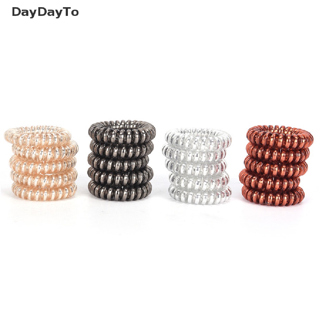 1 / 5 Dây Buộc Tóc Dạng Xoắn Cao Su Co Giãn .