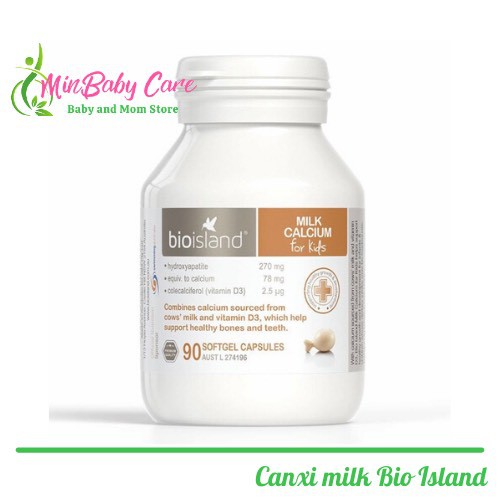 [ Chính Hãng ] Canxi Milk Bio Island - Milk Calcium For Kid 90 Viên