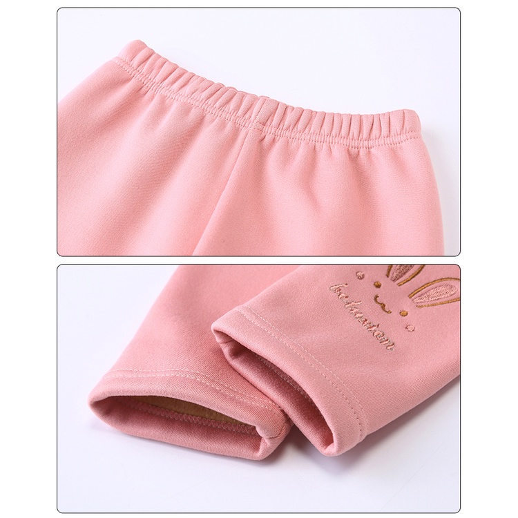 Quần Legging Dày Dặn Thêu Họa Tiết Thỏ Dễ Thương Thời Trang Mùa Đông 2022 Mới Cho Bé Gái Size 100-140