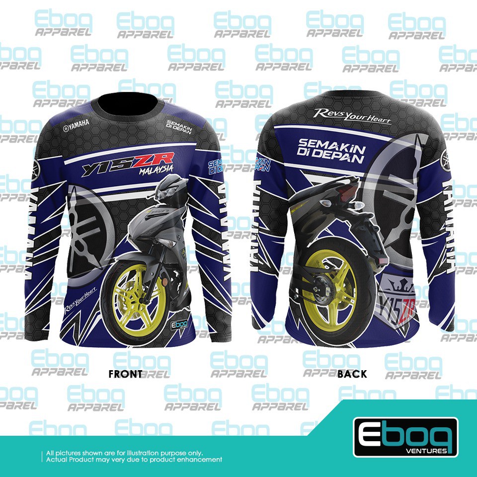Thời Trang Áo Thun In Chữ y15 zr blue eboq sublimation / baju yamaha ysuku biru microfiber jersi / y15
