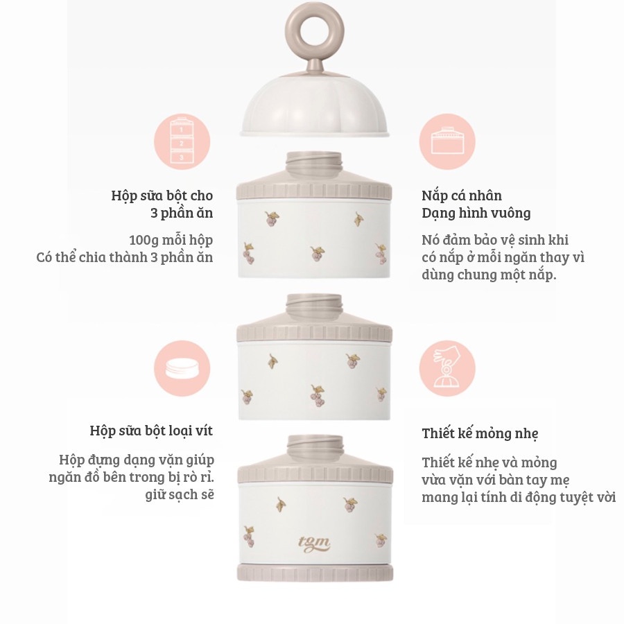 Hộp chia sữa 3 ngăn Dottodot x TGM Hàn Quốc cho mẹ trữ sữa cho bé khi ra ngoài (Hãng DOT TO DOT)