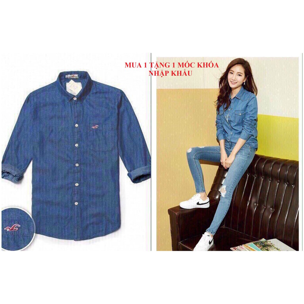 (CẶP ĐÔI HOÀN HẢO) ÁO SƠ MI JEAN NAM NỮ XUẤT KHẨU HOLLISTER _ SHOP HOÀNG GIA