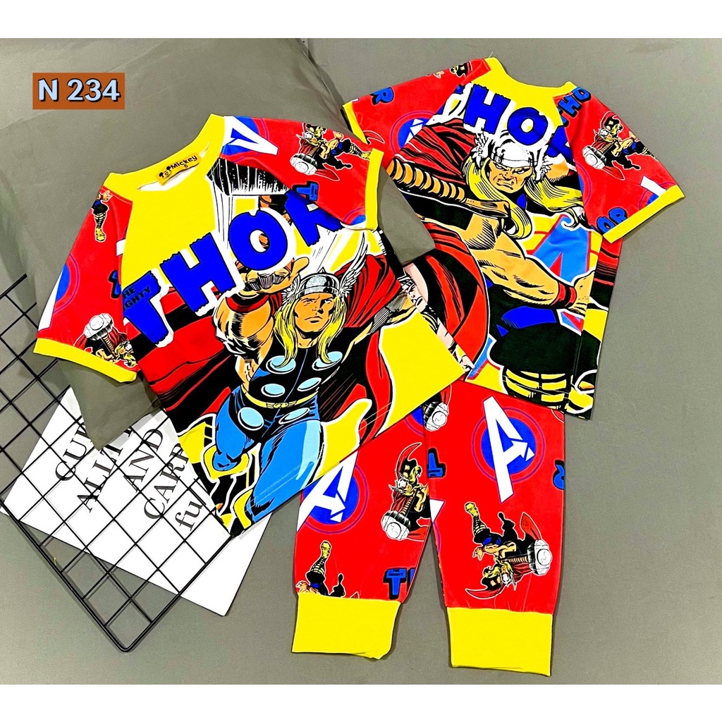 Bộ bé trai bé 10 22kg áo tay ngắn quần dài thun lạnh 3D Jennie kids J499