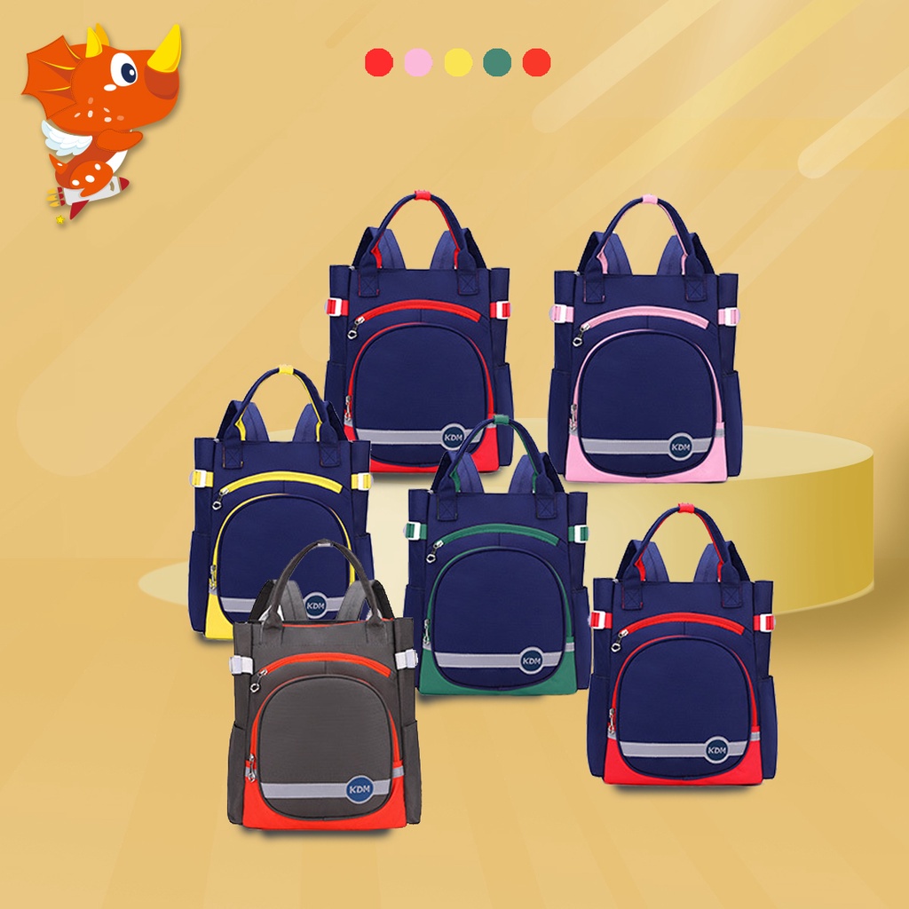 【Ready Stock】New Arrival Fashion 37cm School Bag Large Capacity Lightweight Backpack With Reflective Strap Adjustable Breathable Bag Waterproof Spine Protection Tuition Package