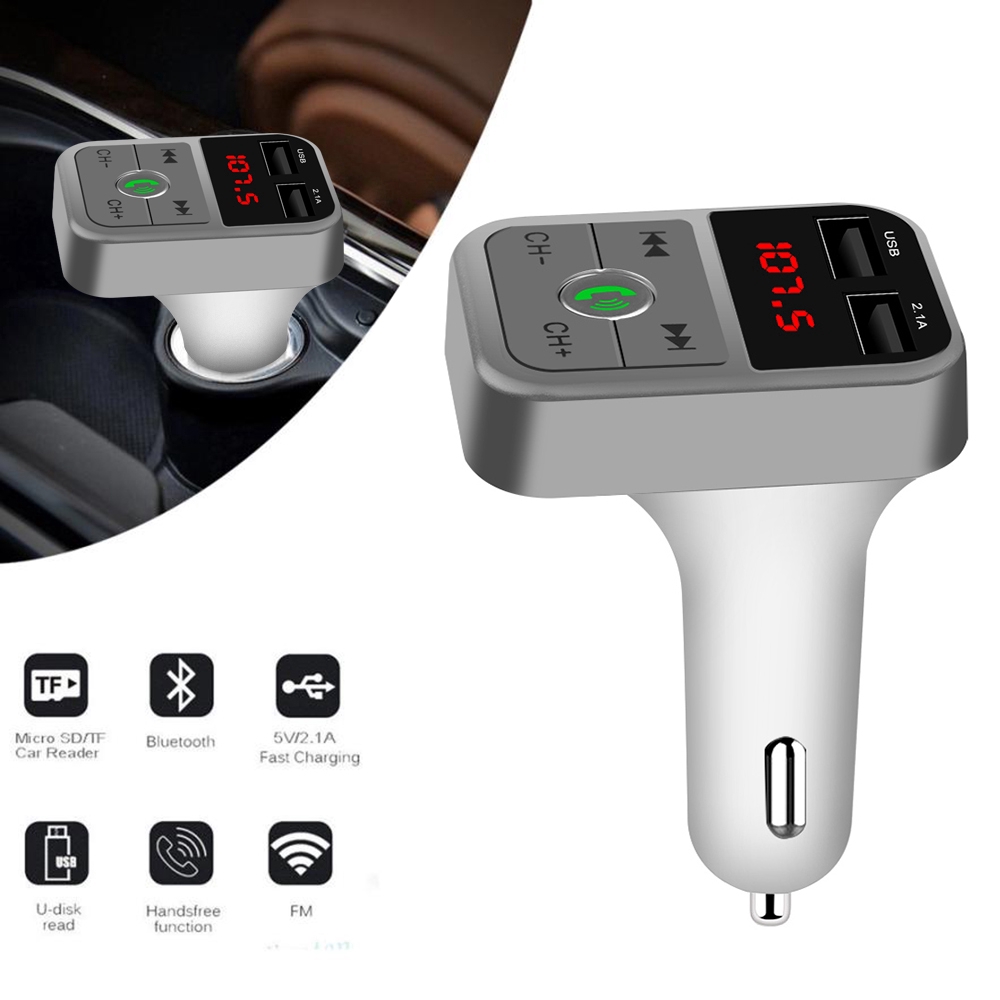 Máy phát nhạc MP3 và đài FM thu phát Bluetooth với 2 cổng sạc USB cho xe ô tô