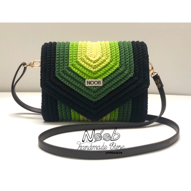 Túi móc len Thái đeo chéo vintage phối 5 màu