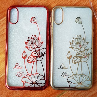 Ốp Lưng iPhone X Hoa Viền Si Đính Đá Viền Cao Cấp