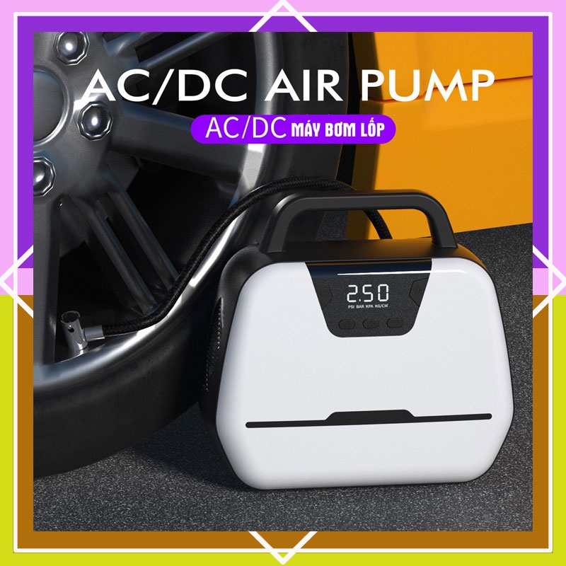 Bơm lốp xe ô tô tự động ngắt khi bơm đầy AIR COMPRESSOR ATJ-1866, điện áp 12V có đèn chiếu sáng