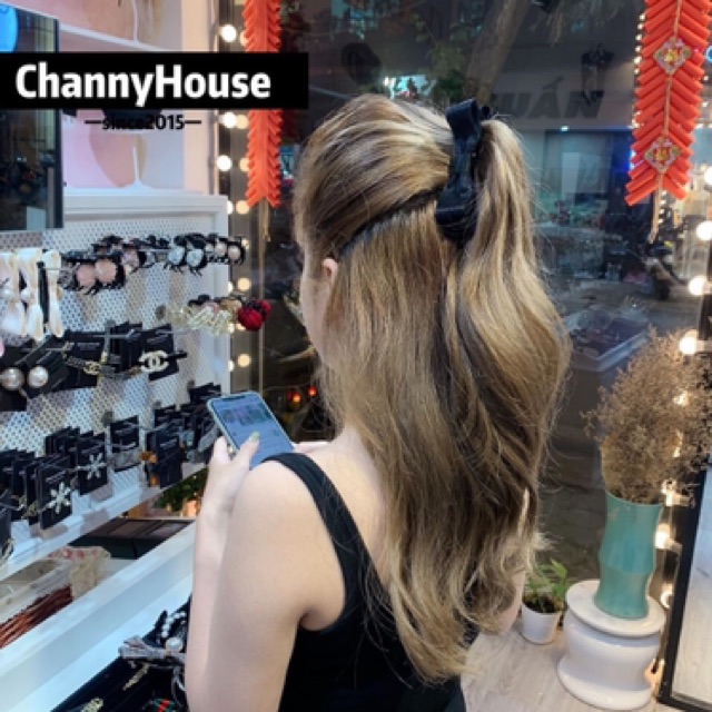 Channyhouse_kẹp dọc phồng tóc nơ đen trơn