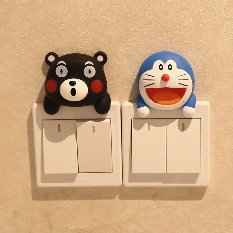 Miếng dán trang trí công tắc XIAODUOJIAJU 3d365 hình mèo kitty dễ thương