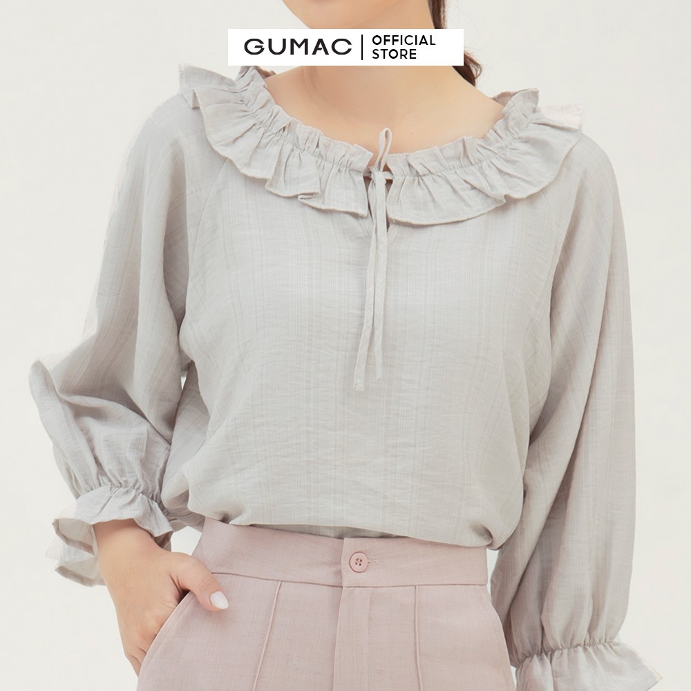 Áo sơ mi nữ thiết kế bèo cổ GUMAC đồ công sở nữ, thanh lịch AB3114 | BigBuy360 - bigbuy360.vn