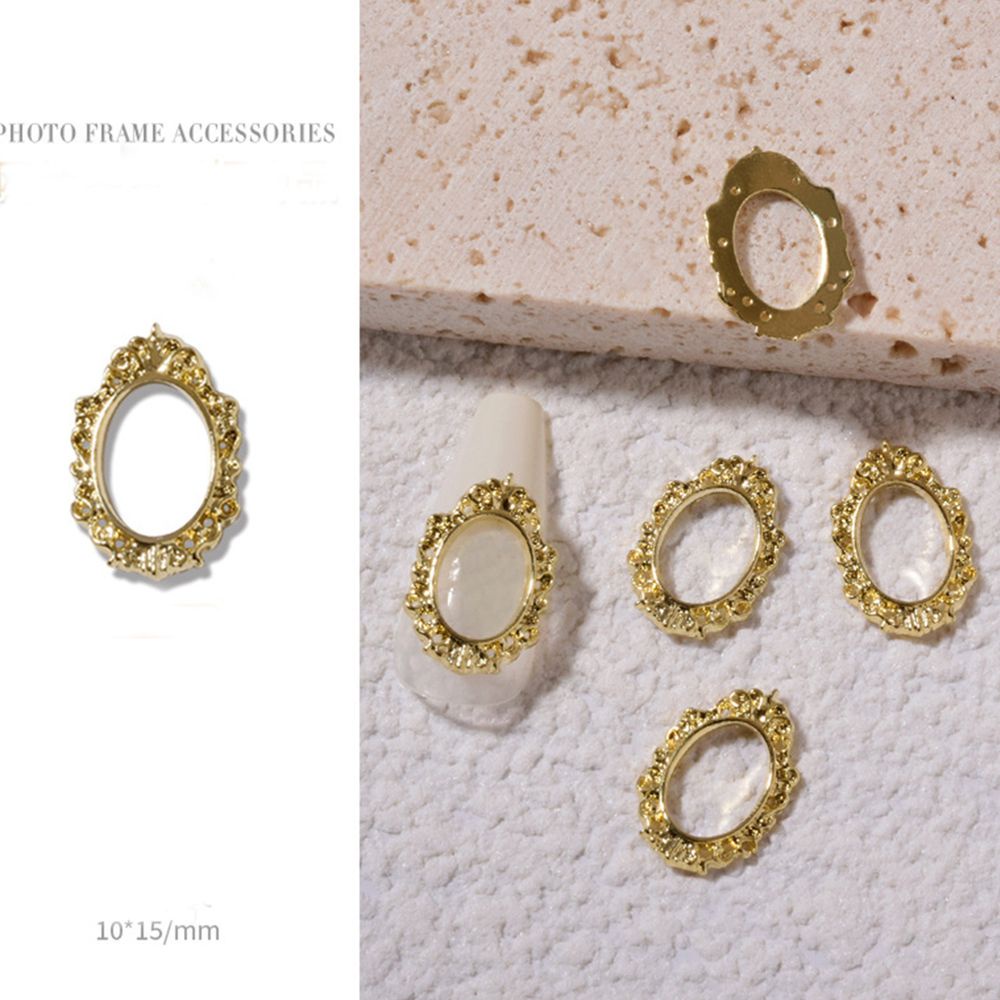 [Hàng mới về] Phụ kiện trang trí móng tay nghệ thuật thủ công hình khung ảnh cổ điển 3D thời trang bằng hợp kim tinh tế