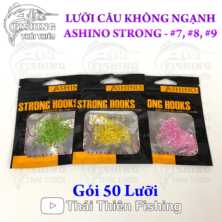Lưỡi Câu Cá Không Ngạnh Ashino Strong Hooks Chuyên Săn Hàng Gói 50 Lưỡi
