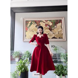 bán sỉ váy nhung đỏ đen