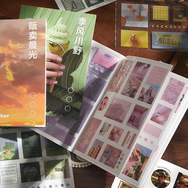 Quyển sổ sticker ảnh 20 trang nhiều chất liệu trang trí sổ journal