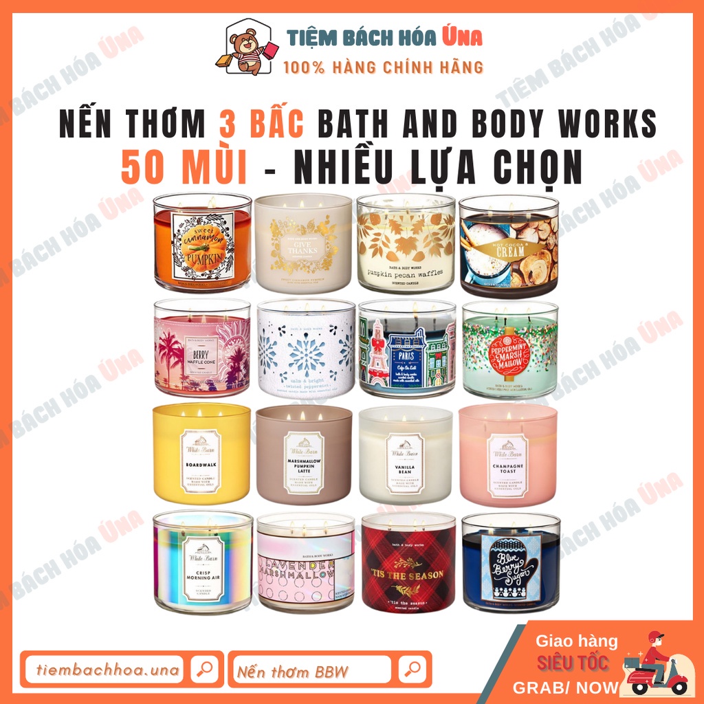 [Bill Us/Link 2] Nến thơm Bath and Body Works BBW Loại 3 bấc hàng Mỹ