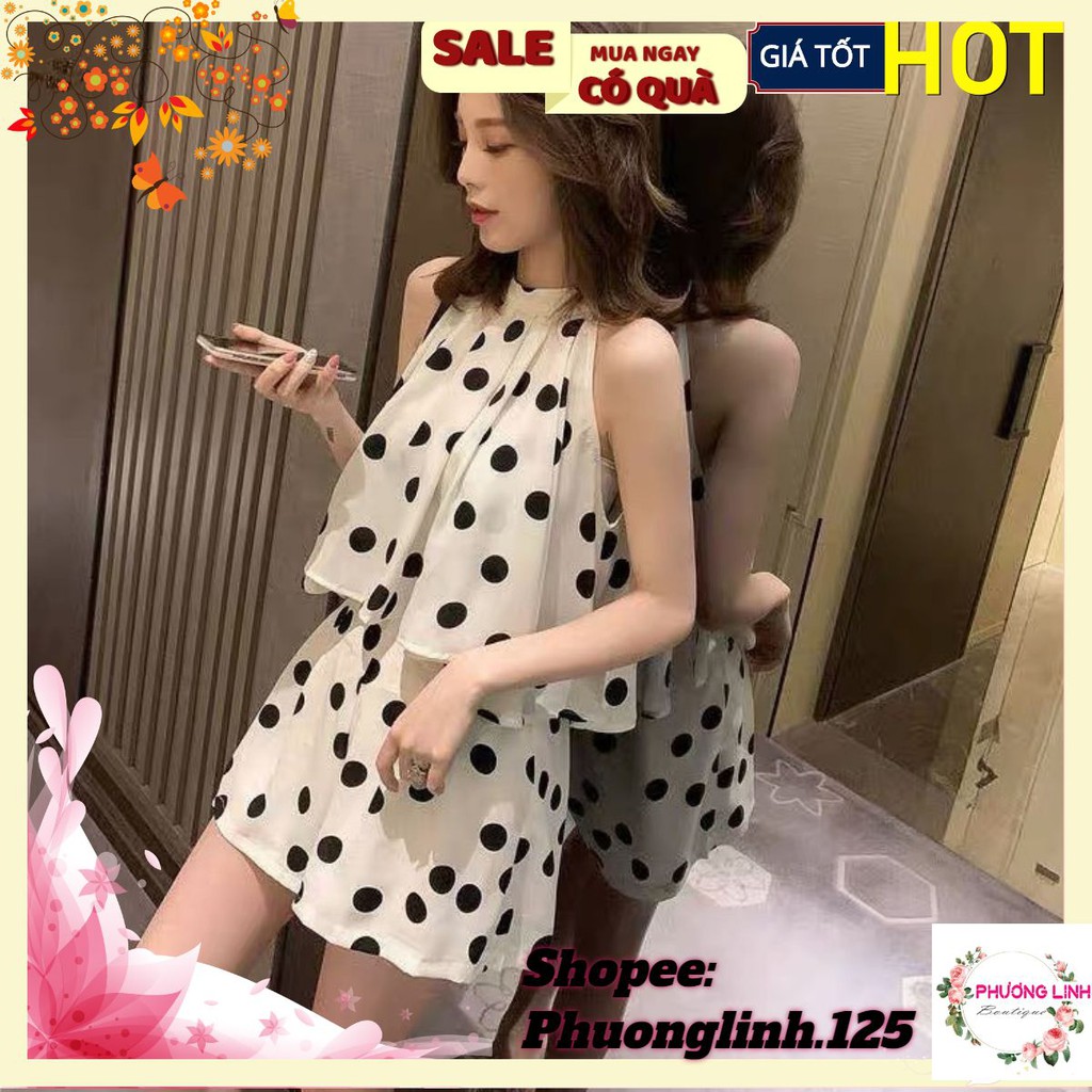SET CHẤM BI CỔ YẾM TẦNG QUẦN SOOC CHO NỮ | BigBuy360 - bigbuy360.vn
