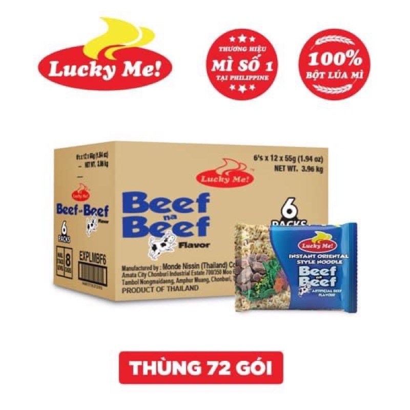 Lốc 4 gói mì Lucky Me Hương Bò/ Hương Gà 55g/gói | BigBuy360 - bigbuy360.vn