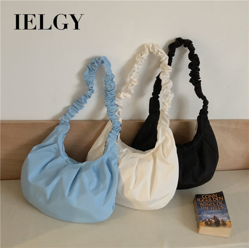 Túi Đeo Vai Bằng Nylon Canvas Cỡ Lớn Thiết Kế Xếp Ly Dành Cho Nữ IELGY