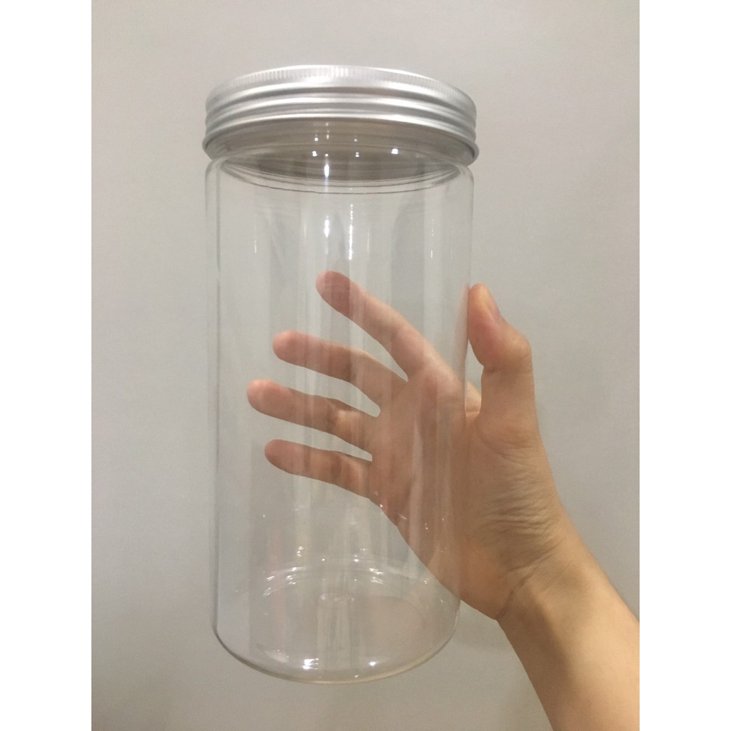 [GIÁ HỦY DIỆT] 12 hủ nhựa 1000ml PET Nắp Nhôm Vặn( KT: 9cm x 18cm)
