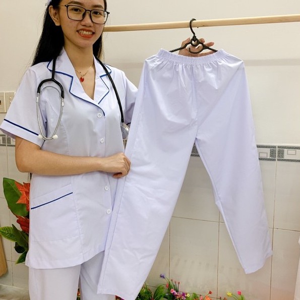 Quần Blouse Trắng Y Tá - Dược Sĩ - Điều Dưỡng Chất Vải Kate Đẹp Quần Blu Cao Cấp