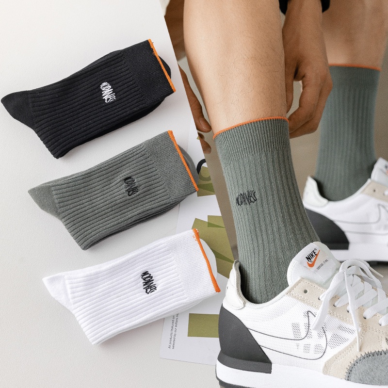 Vớ thể thao WAFNHA D638 cho nam thiết kế cổ cao thêu chữ