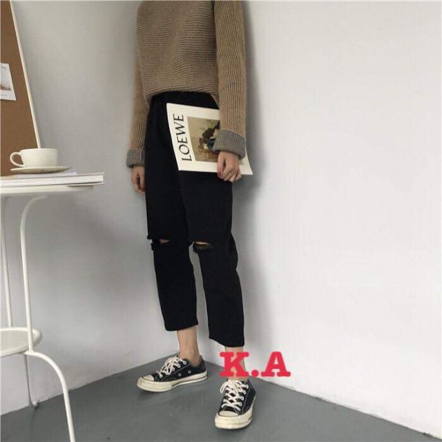 Quần baggy rách gối, chất kaki dày đẹp,from 60kg đổ về tùy theo chiều cao