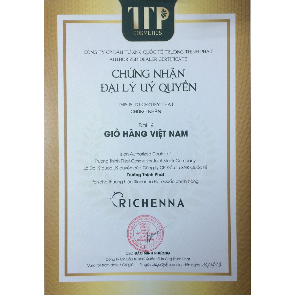 Thuốc nhuộm tóc hồng sâm Richenna Color Cream Red Ginseng 60/60g - Light Chestnut 4N