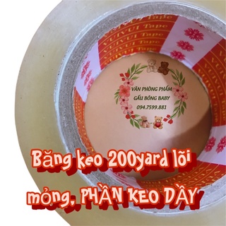 1 cuộn Băng keo trong 200 Yard nặng 300gr lõi mỏng, băng keo dầy đóng hàng hoá