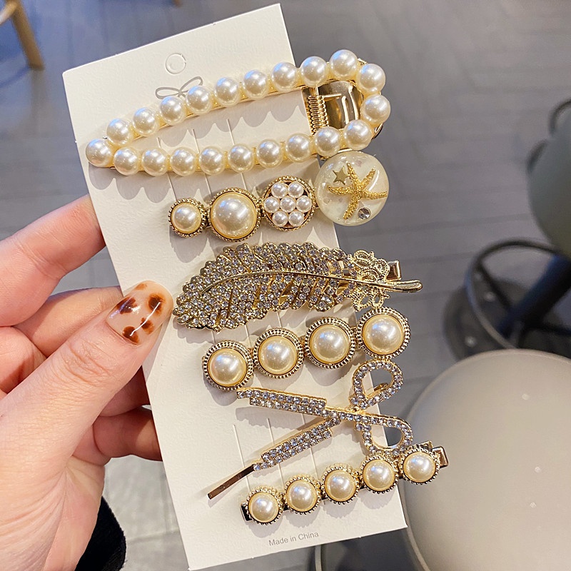 Set 5 Kẹp Tóc Đính Ngọc Trai Giả Thời Trang Cho Nữ